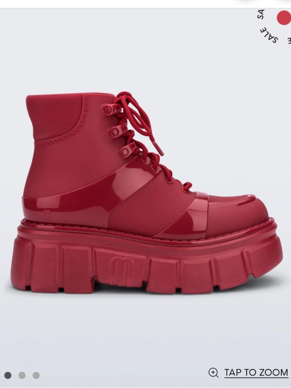 Melissa Red Platform Lace-Up Ankle Boots
